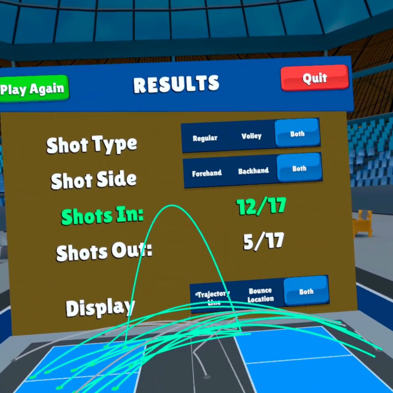 Playin Pickleball - In Game Results screen displaying results.